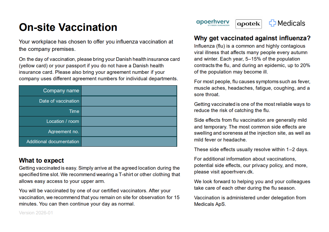 Folder: Flu vaccination on-site