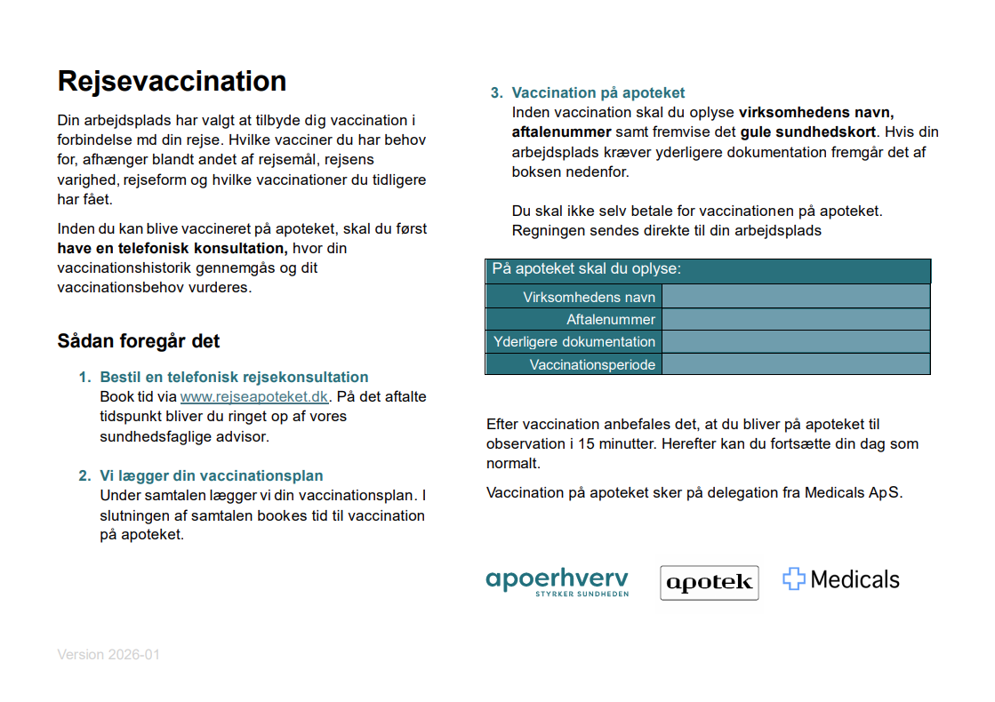 Folder: Rejsevaccination på apoteket