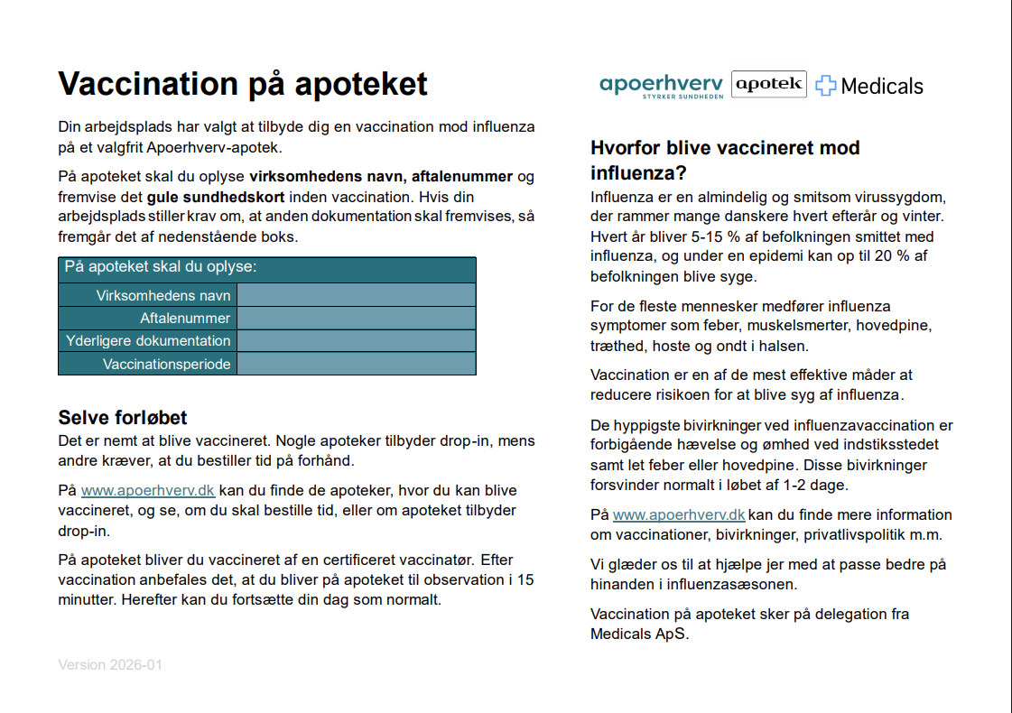 Folder: Influenzavaccination på apoteket